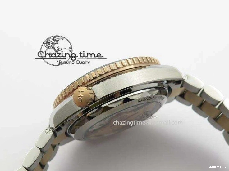 0209 FlexibleFit Seamaster Professional Chrono SS RG Blue Ceramic Blue Dial On SS RG Bracelet A 8211